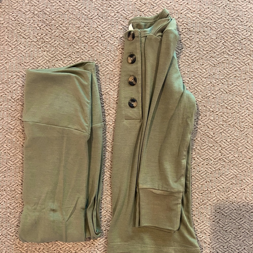 Lou Lou and Company olive green pajama set